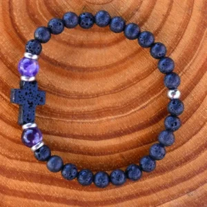 Volcanic Lava Cross + Amethyst