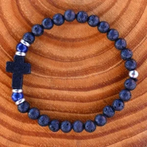 Volcanic Lava Cross + Lapis Lazuli