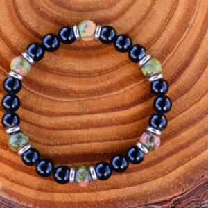 Black Onyx + Unakite + Stainless Steel