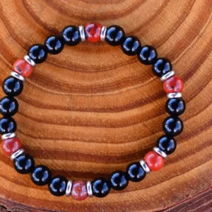 Black Onyx + Red Jasper + Stainless Steel