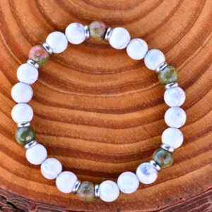 Howlite + Unakite + Stainless Steel
