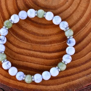 Howlite + Green Quartz + Stainless Steel